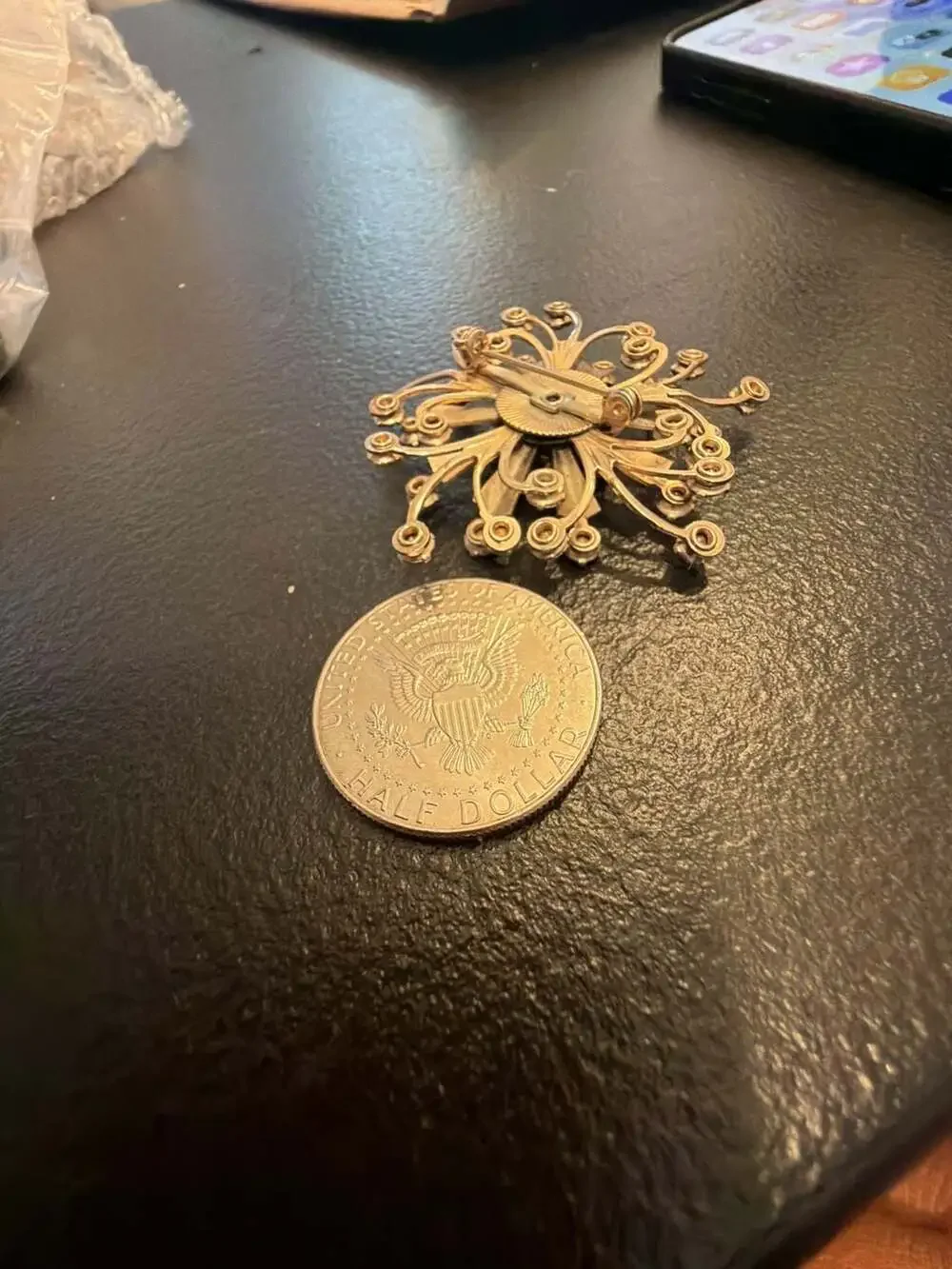 Vintage Starburst Sunburst Brooch with Amber Citrine Rhinestones
